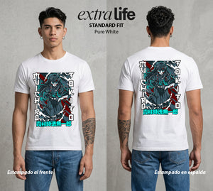 Cazadores de la Noche | El Joven del Pilar #01112 - Playera Standard Fit | Pure White - Foto en modelo