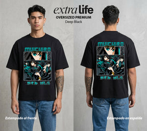 Cazadores de la Noche | El Pilar de la Niebla #01113 - Playera Oversized Premium | Deep Black - Foto en modelo