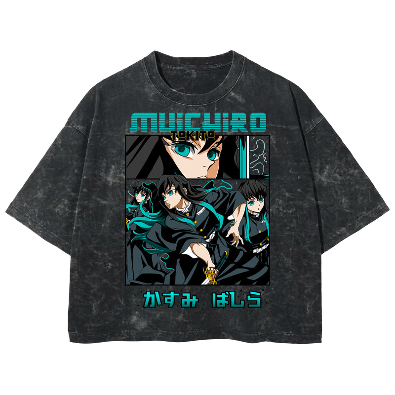 Playera streetwear premium de anime y gaming ExtraLife MX, corte boxy deluxe mineral wash heavyweight en color Acid Wash, moda urbana mexicana de culto.