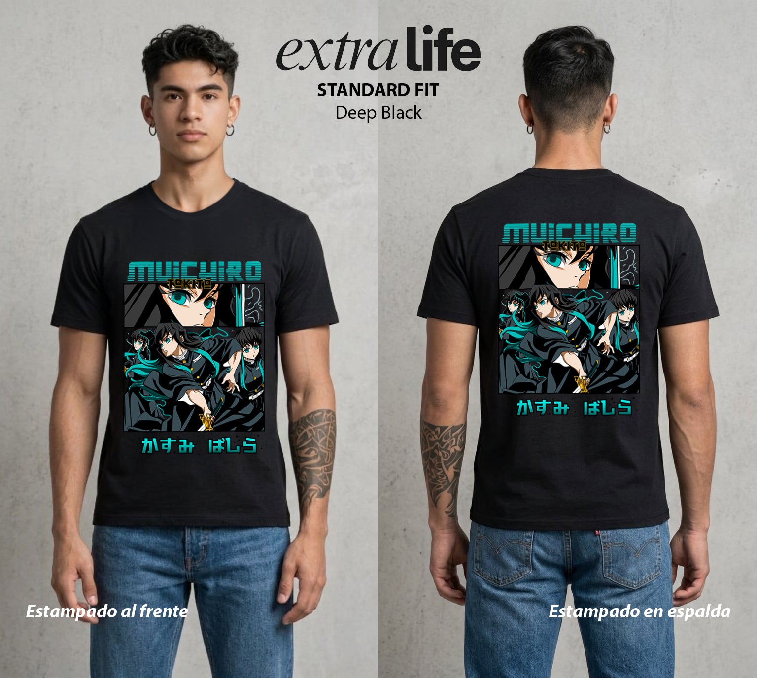 Cazadores de la Noche | Niebla sin Memoria #01115 - Playera Standard Fit | Deep Black - Foto en modelo