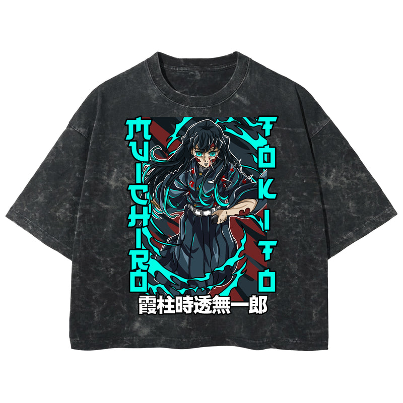 Playera streetwear premium de anime y gaming ExtraLife MX, corte boxy deluxe mineral wash heavyweight en color Acid Wash, moda urbana mexicana de culto.