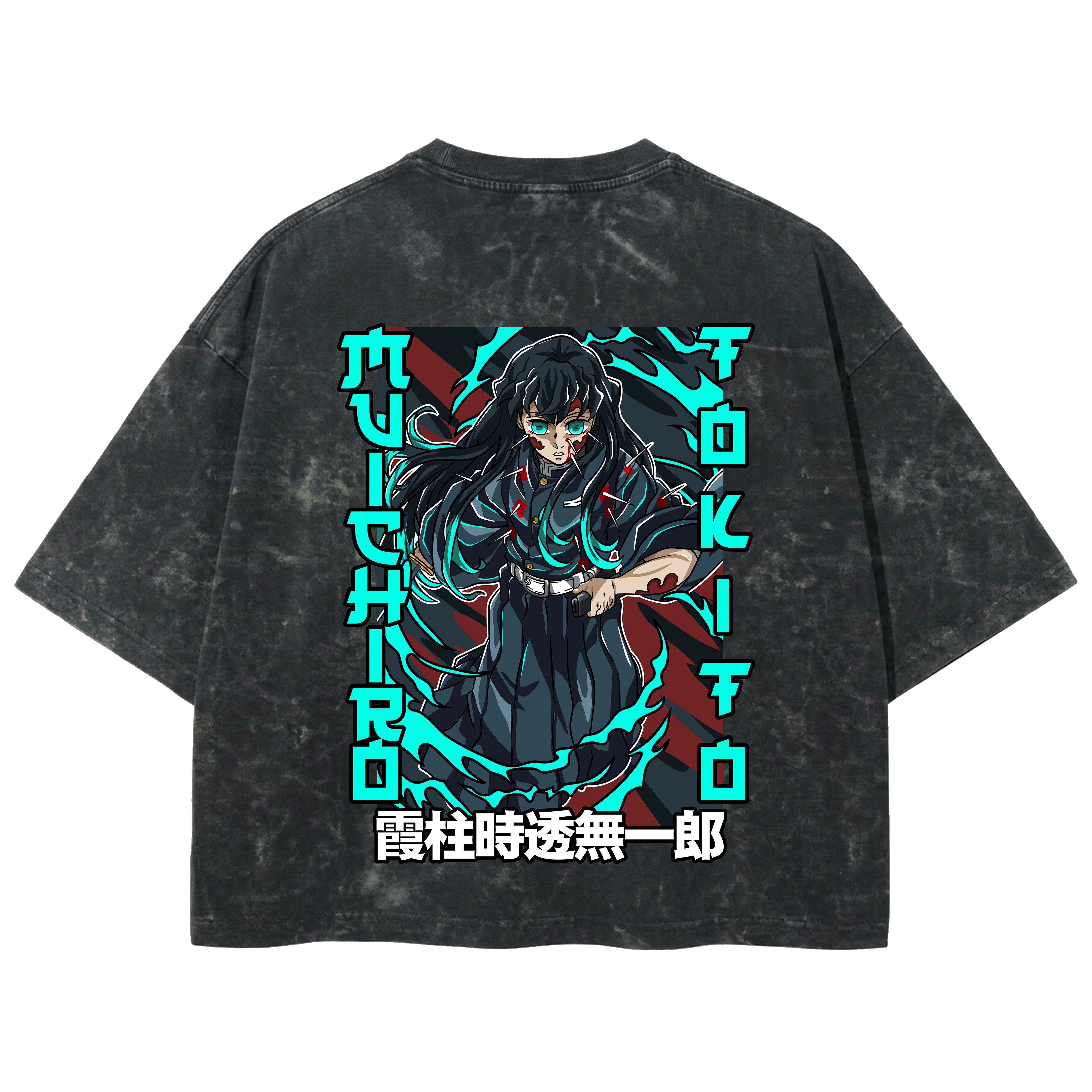 Playera streetwear premium de anime y gaming ExtraLife MX, corte boxy deluxe mineral wash heavyweight en color Acid Wash, moda urbana mexicana de culto.