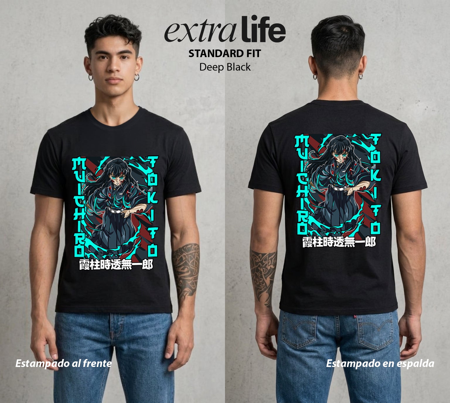 Cazadores de la Noche | El Pilar de la Niebla #01117 - Playera Standard Fit | Deep Black - Foto en modelo