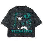 Playera streetwear premium de anime y gaming ExtraLife MX, corte boxy deluxe mineral wash heavyweight en color Acid Wash, moda urbana mexicana de culto.