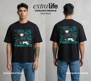 Cazadores de la Noche | El Pilar de la Niebla #01119 - Playera Oversized Premium | Deep Black - Foto en modelo
