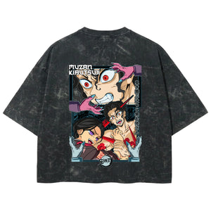 Playera streetwear premium de anime y gaming ExtraLife MX, corte boxy deluxe mineral wash heavyweight en color Acid Wash, moda urbana mexicana de culto.