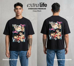 Cazadores de la Noche | El Padre de los Demonios #01120 - Playera Oversized Premium | Deep Black - Foto en modelo