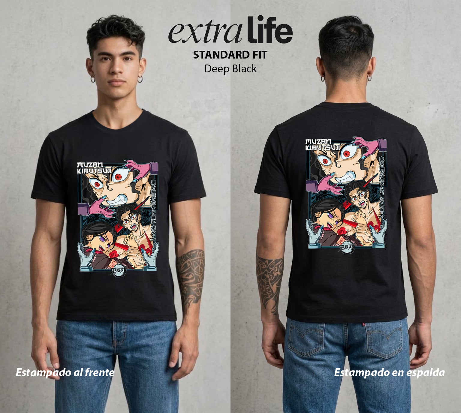 Cazadores de la Noche | El Padre de los Demonios #01120 - Playera Standard Fit | Deep Black - Foto en modelo