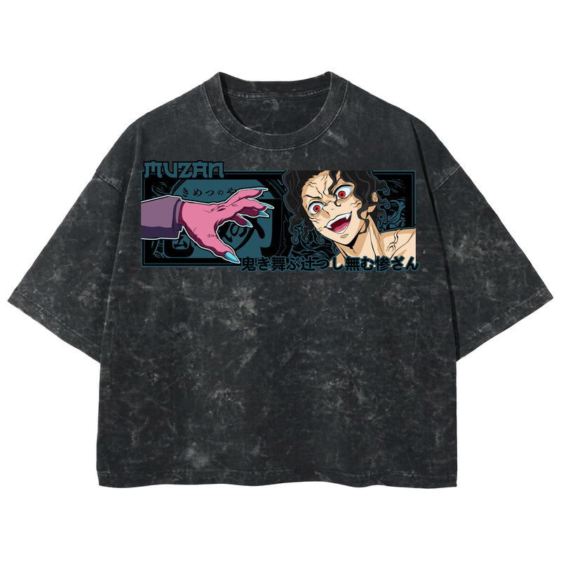 Playera streetwear premium de anime y gaming ExtraLife MX, corte boxy deluxe mineral wash heavyweight en color Acid Wash, moda urbana mexicana de culto.