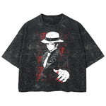 Playera streetwear premium de anime y gaming ExtraLife MX, corte boxy deluxe mineral wash heavyweight en color Acid Wash, moda urbana mexicana de culto.