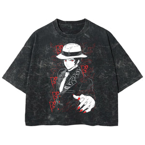 Playera streetwear premium de anime y gaming ExtraLife MX, corte boxy deluxe mineral wash heavyweight en color Acid Wash, moda urbana mexicana de culto.