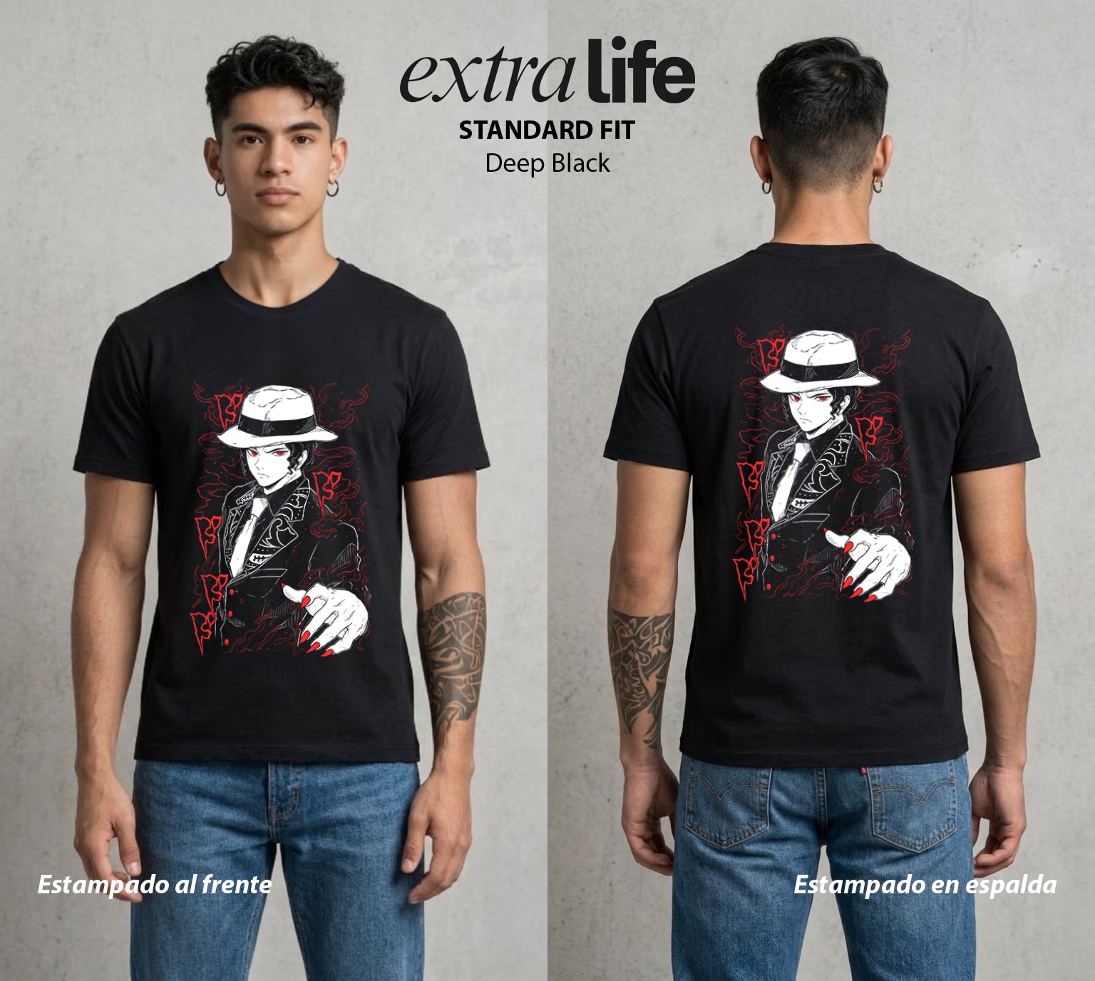 Cazadores de la Noche | La Oscuridad Original #01122 - Playera Standard Fit | Deep Black - Foto en modelo