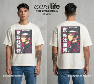 Cazadores de la Noche | El Origen del Mal #01124 - Playera Oversized Premium | Off White - Foto en modelo
