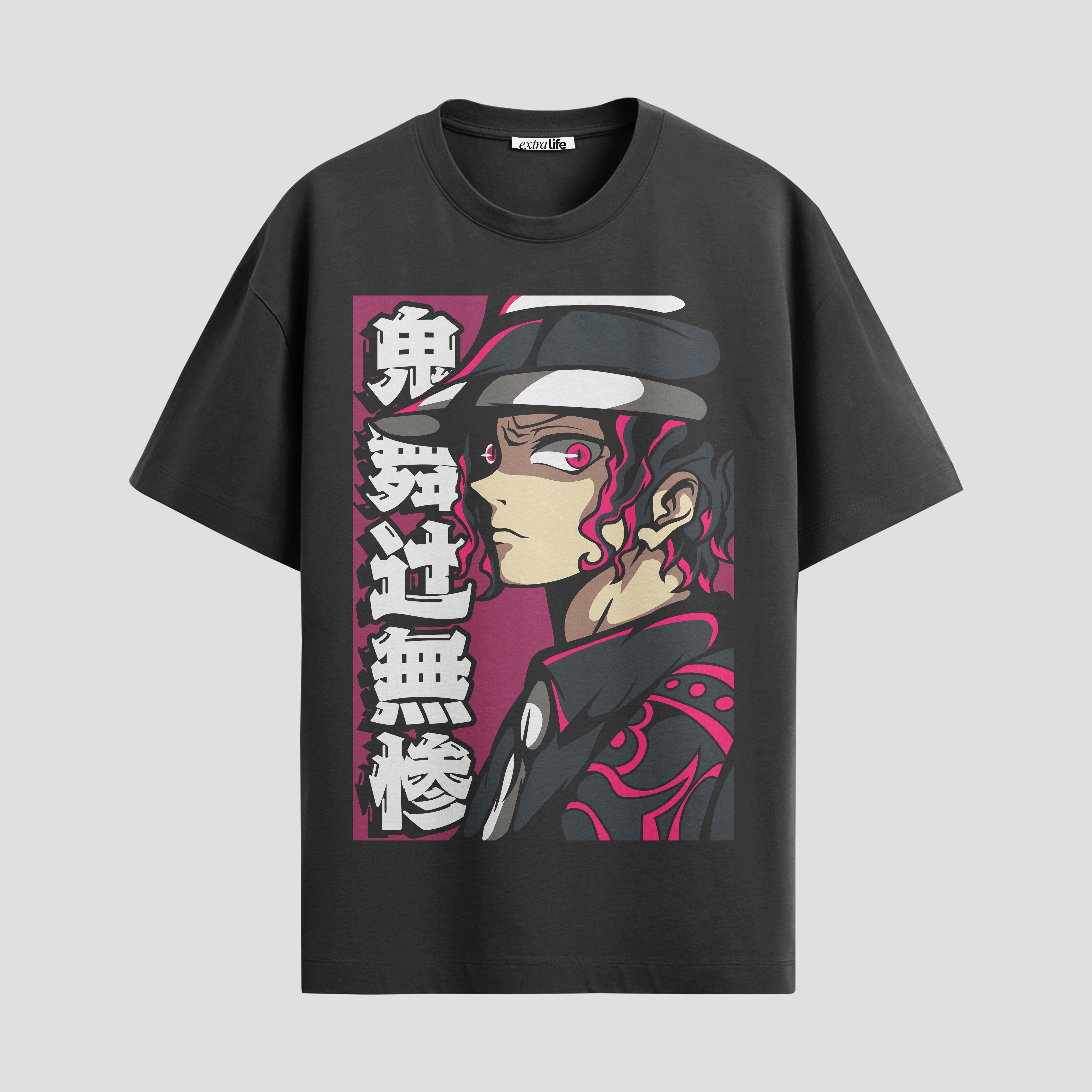 Playera urbana de anime y gaming ExtraLife MX, corte Standard Fit unisex ligero y transpirable en color Deep Black y Pure White, ropa de uso diario para gym y casual.