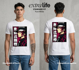Cazadores de la Noche | El Origen del Mal #01124 - Playera Standard Fit | Pure White - Foto en modelo