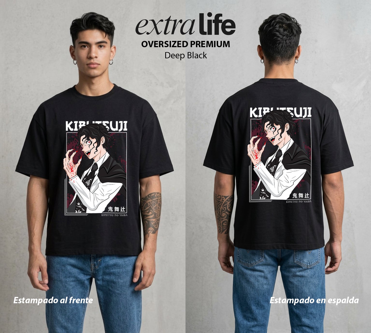 Cazadores de la Noche | El Padre de los Demonios #01125 - Playera Oversized Premium | Deep Black - Foto en modelo