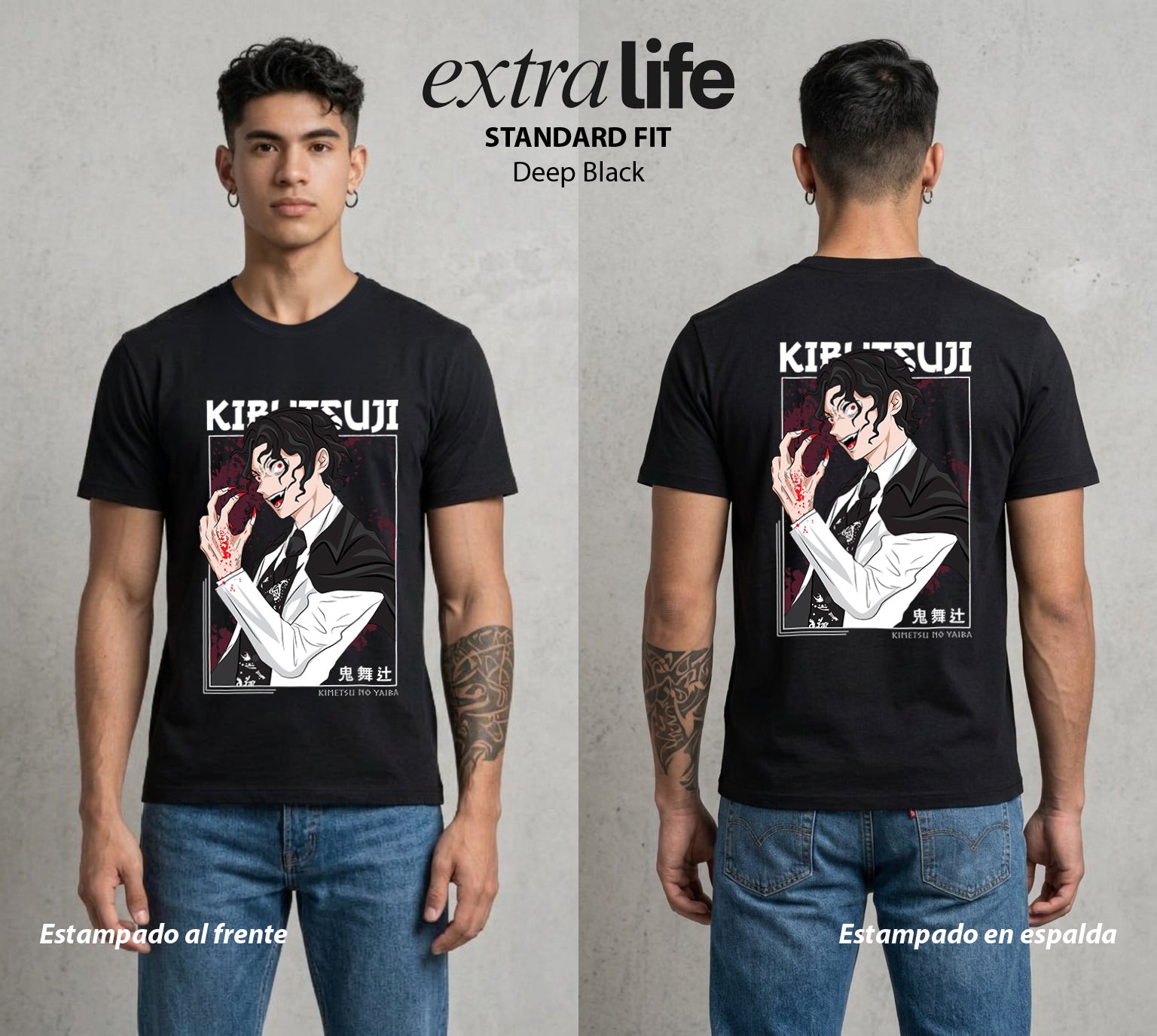 Cazadores de la Noche | El Padre de los Demonios #01125 - Playera Standard Fit | Deep Black - Foto en modelo
