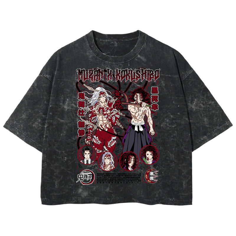 Playera streetwear premium de anime y gaming ExtraLife MX, corte boxy deluxe mineral wash heavyweight en color Acid Wash, moda urbana mexicana de culto.