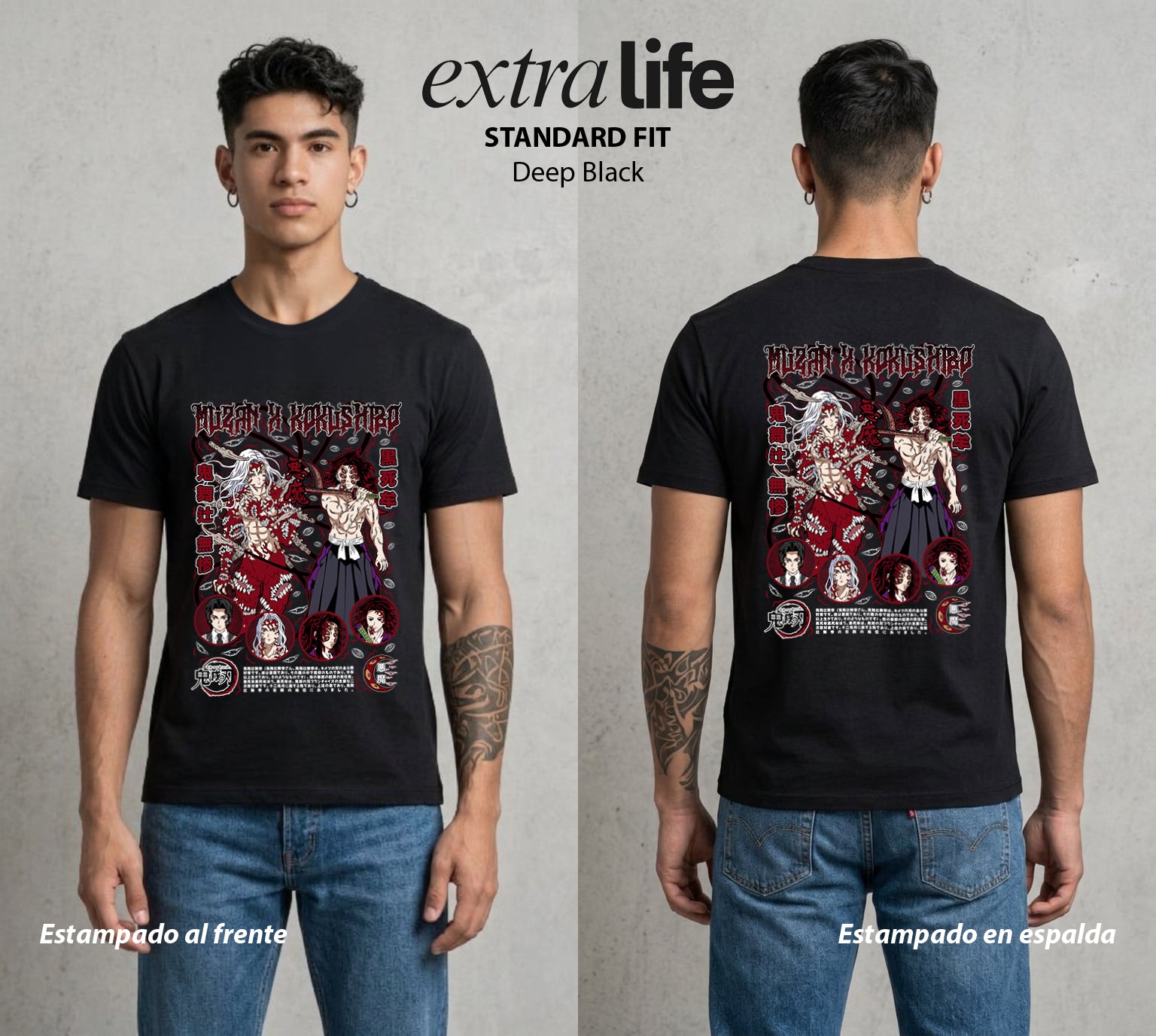 Cazadores de la Noche | La Luna del Oscuro #01127 - Playera Standard Fit | Deep Black - Foto en modelo
