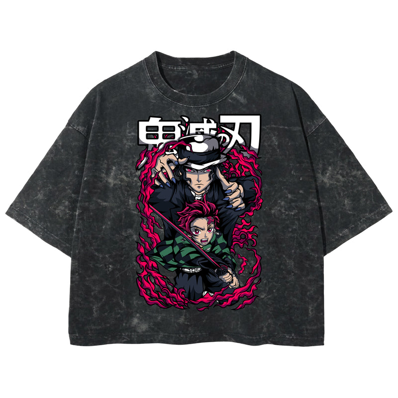 Playera streetwear premium de anime y gaming ExtraLife MX, corte boxy deluxe mineral wash heavyweight en color Acid Wash, moda urbana mexicana de culto.