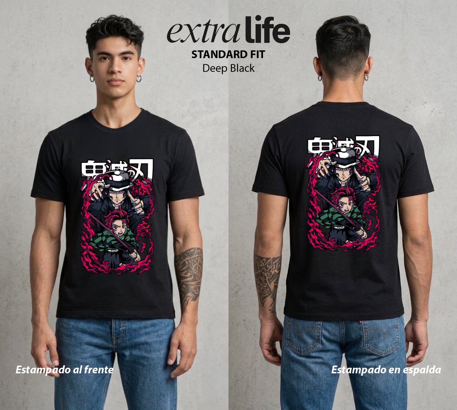 Cazadores de la Noche | El Cazador del Agua #01128 - Playera Standard Fit | Deep Black - Foto en modelo