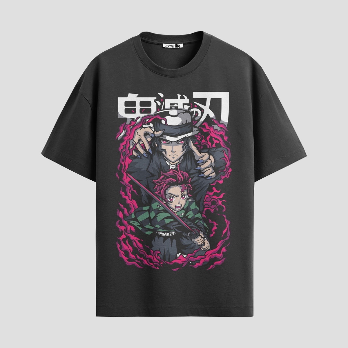 Playera urbana de anime y gaming ExtraLife MX, corte Classic Premium unisex ligero y transpirable en color Deep Black y Pure White, ropa de uso diario para gym y casual.