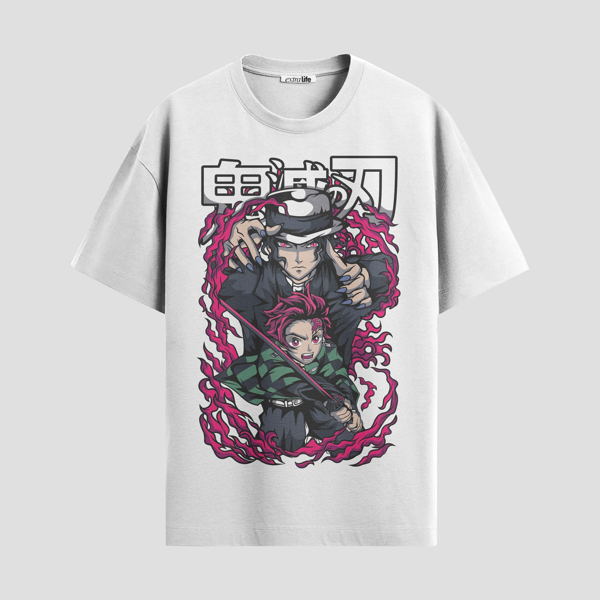 Playera urbana de anime y gaming ExtraLife MX, corte Classic Premium unisex ligero y transpirable en color Deep Black y Pure White, ropa de uso diario para gym y casual.