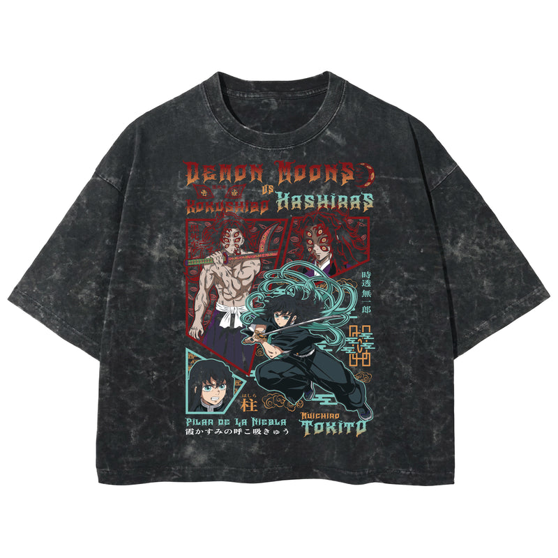 Playera streetwear premium de anime y gaming ExtraLife MX, corte boxy deluxe mineral wash heavyweight en color Acid Wash, moda urbana mexicana de culto.