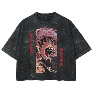Playera streetwear premium de anime y gaming ExtraLife MX, corte boxy deluxe mineral wash heavyweight en color Acid Wash, moda urbana mexicana de culto.