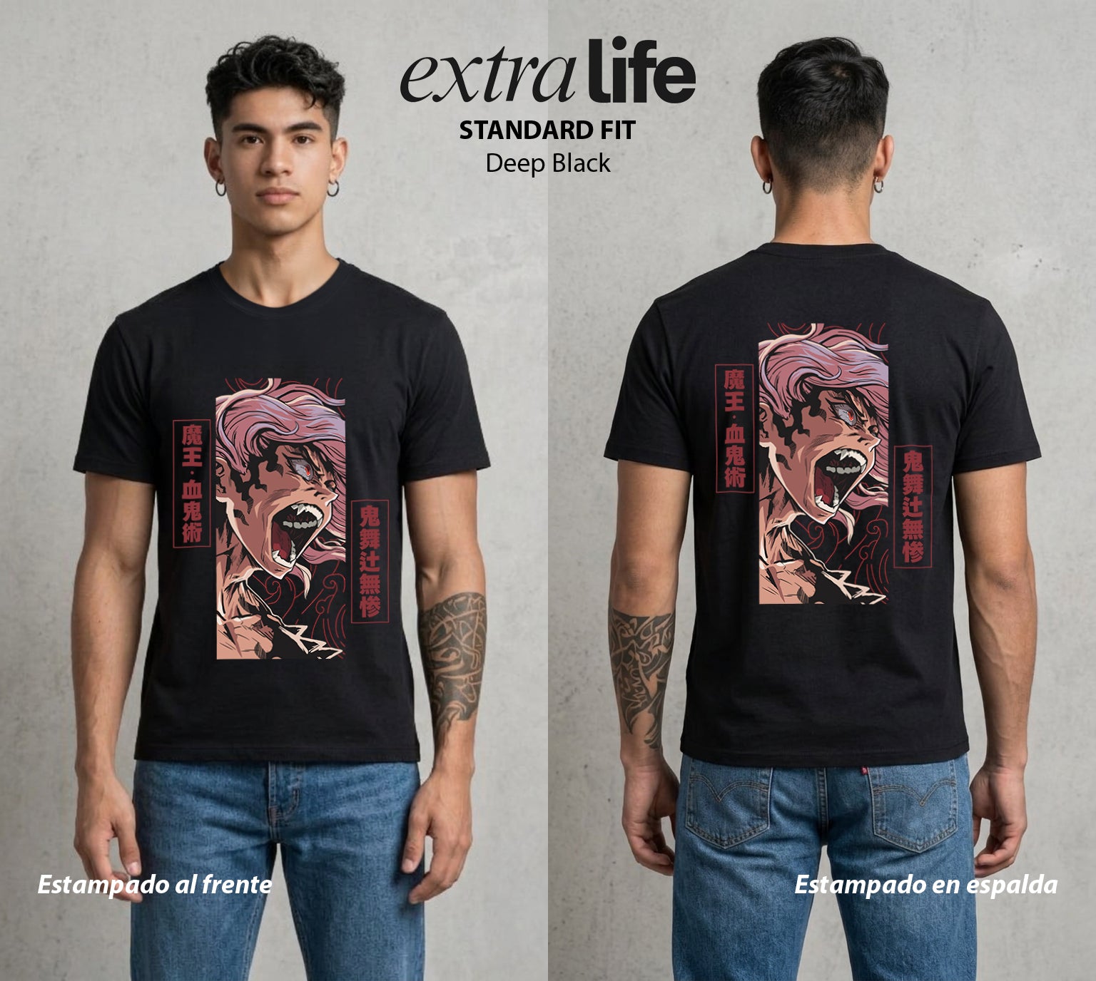 Cazadores de la Noche | El Padre de los Demonios #01130 - Playera Standard Fit | Deep Black - Foto en modelo