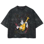 Playera streetwear premium de anime y gaming ExtraLife MX, corte boxy deluxe mineral wash heavyweight en color Acid Wash, moda urbana mexicana de culto.