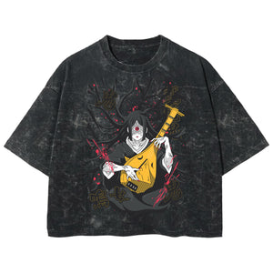 Playera streetwear premium de anime y gaming ExtraLife MX, corte boxy deluxe mineral wash heavyweight en color Acid Wash, moda urbana mexicana de culto.