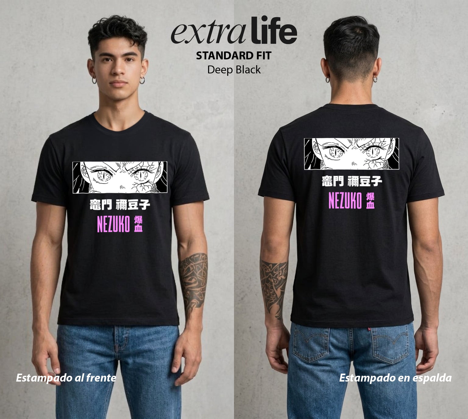 Cazadores de la Noche | La Hermana de Bambu #01132 - Playera Standard Fit | Deep Black - Foto en modelo