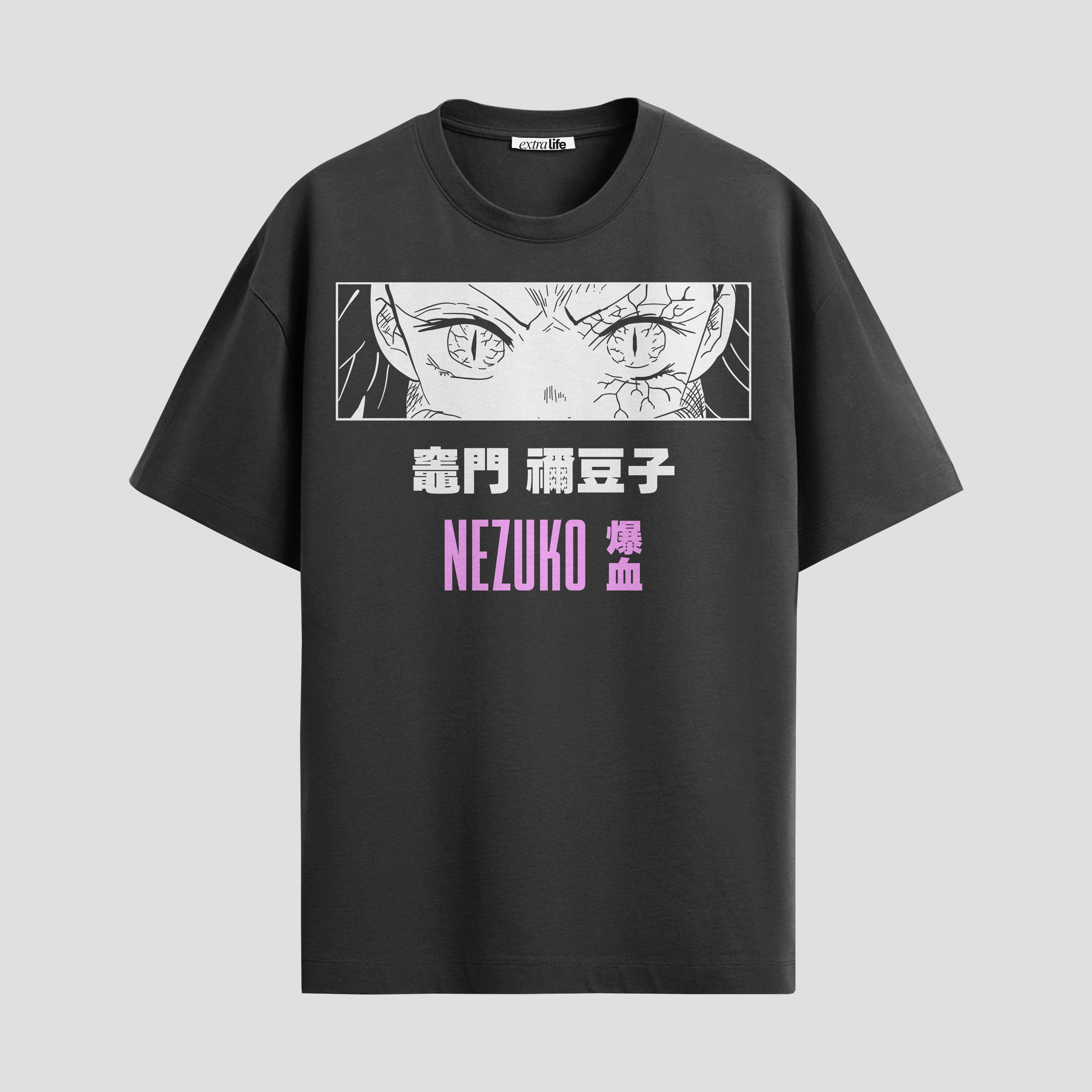 Playera urbana de anime y gaming ExtraLife MX, corte Standard Fit unisex ligero y transpirable en color Deep Black y Pure White, ropa de uso diario para gym y casual.