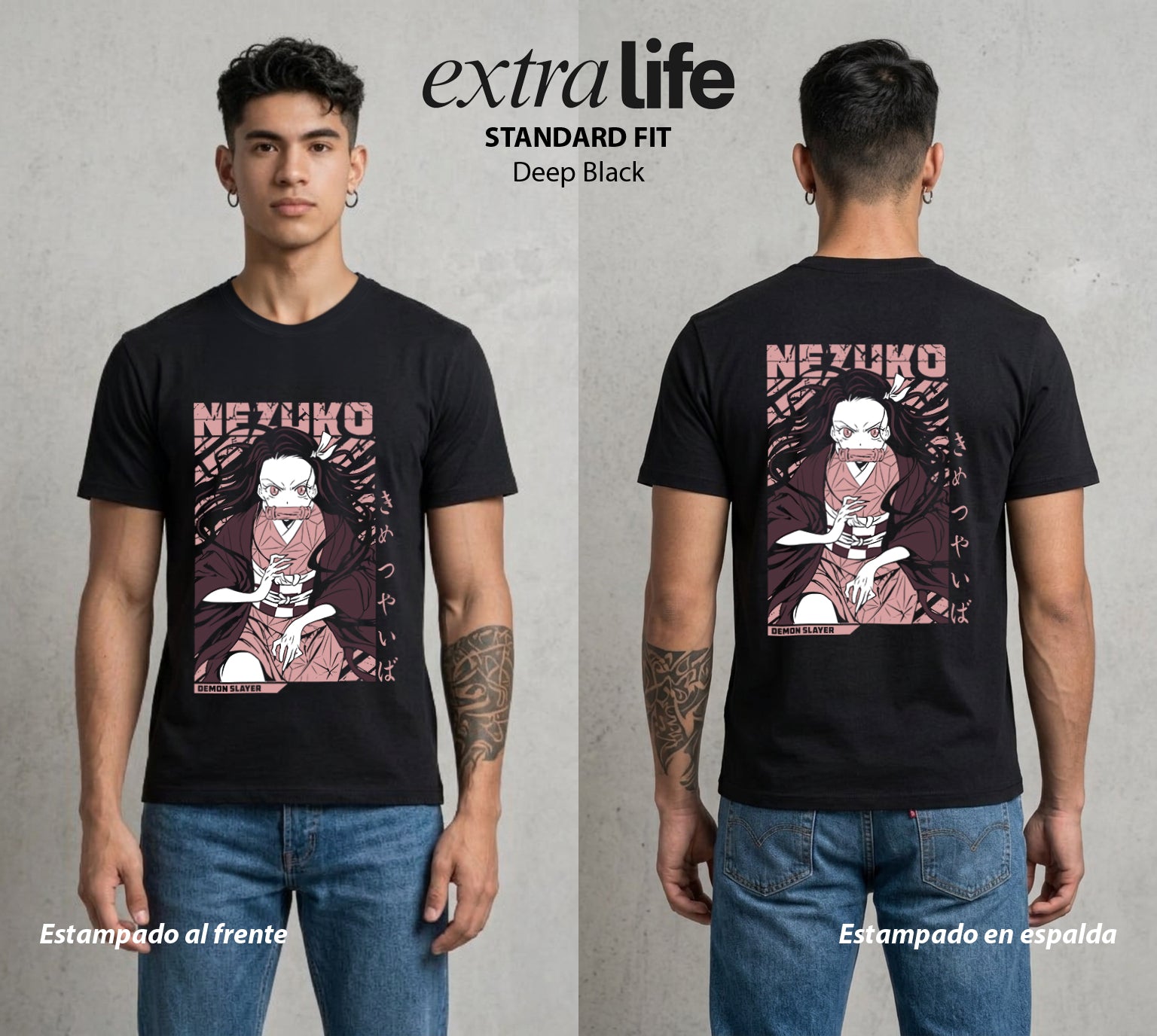 Cazadores de la Noche | La Demonia del Bien #01133 - Playera Standard Fit | Deep Black - Foto en modelo