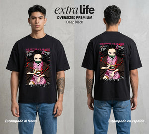 Cazadores de la Noche | El Bambu de la Noche #01137 - Playera Oversized Premium | Deep Black - Foto en modelo