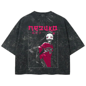 Playera streetwear premium de anime y gaming ExtraLife MX, corte boxy deluxe mineral wash heavyweight en color Acid Wash, moda urbana mexicana de culto.