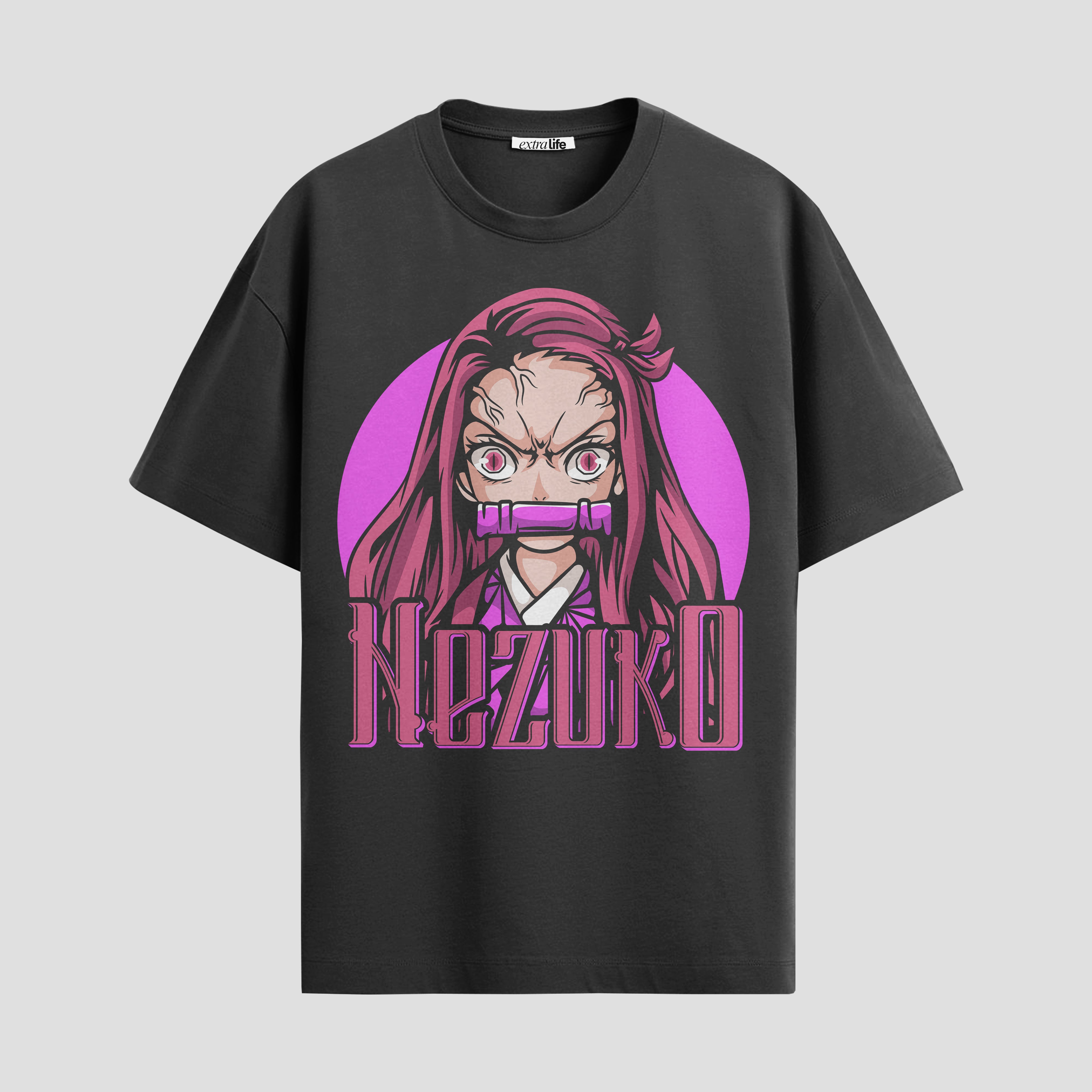 Playera urbana de anime y gaming ExtraLife MX, corte Standard Fit unisex ligero y transpirable en color Deep Black y Pure White, ropa de uso diario para gym y casual.