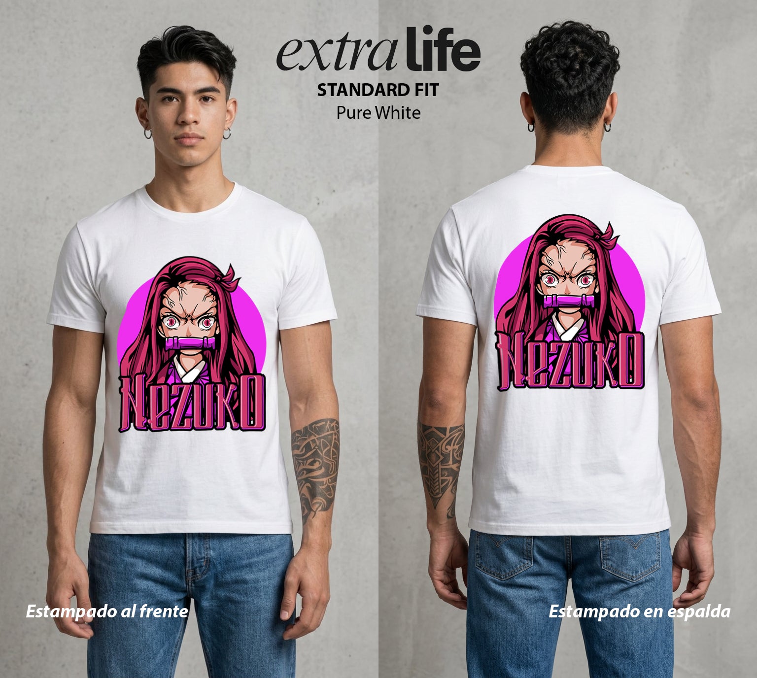 Cazadores de la Noche | La Hermana de Bambu #01139 - Playera Standard Fit | Pure White - Foto en modelo