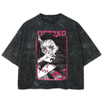 Playera streetwear premium de anime y gaming ExtraLife MX, corte boxy deluxe mineral wash heavyweight en color Acid Wash, moda urbana mexicana de culto.