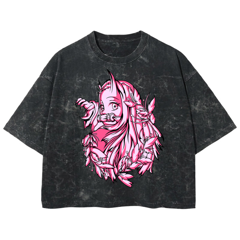 Playera streetwear premium de anime y gaming ExtraLife MX, corte boxy deluxe mineral wash heavyweight en color Acid Wash, moda urbana mexicana de culto.