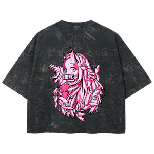 Playera streetwear premium de anime y gaming ExtraLife MX, corte boxy deluxe mineral wash heavyweight en color Acid Wash, moda urbana mexicana de culto.