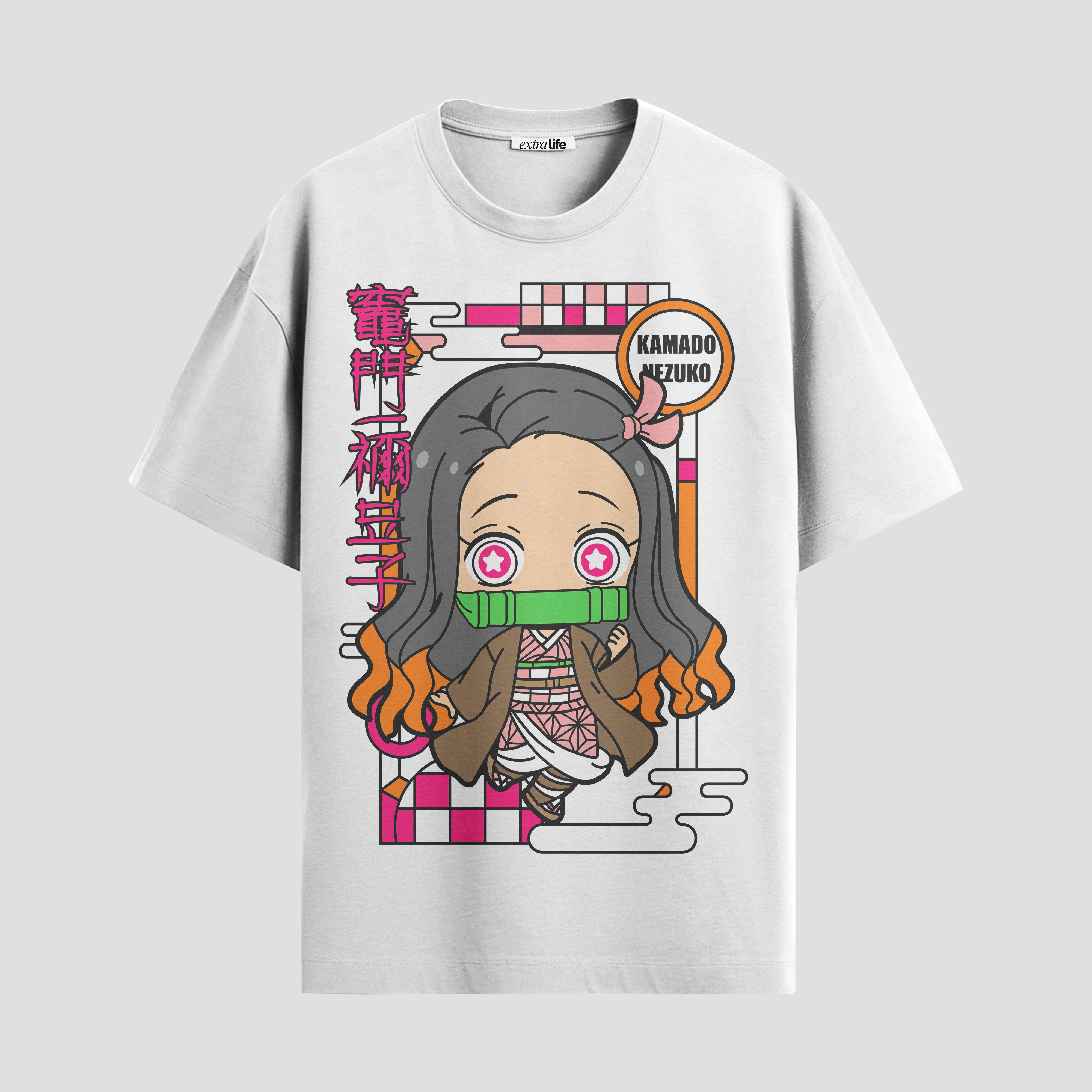 Playera urbana de anime y gaming ExtraLife MX, corte Standard Fit unisex ligero y transpirable en color Deep Black y Pure White, ropa de uso diario para gym y casual.
