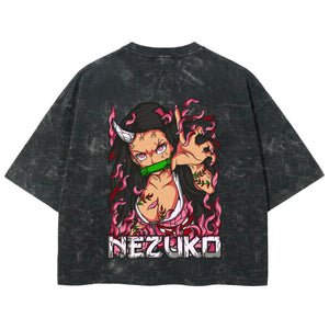 Playera streetwear premium de anime y gaming ExtraLife MX, corte boxy deluxe mineral wash heavyweight en color Acid Wash, moda urbana mexicana de culto.