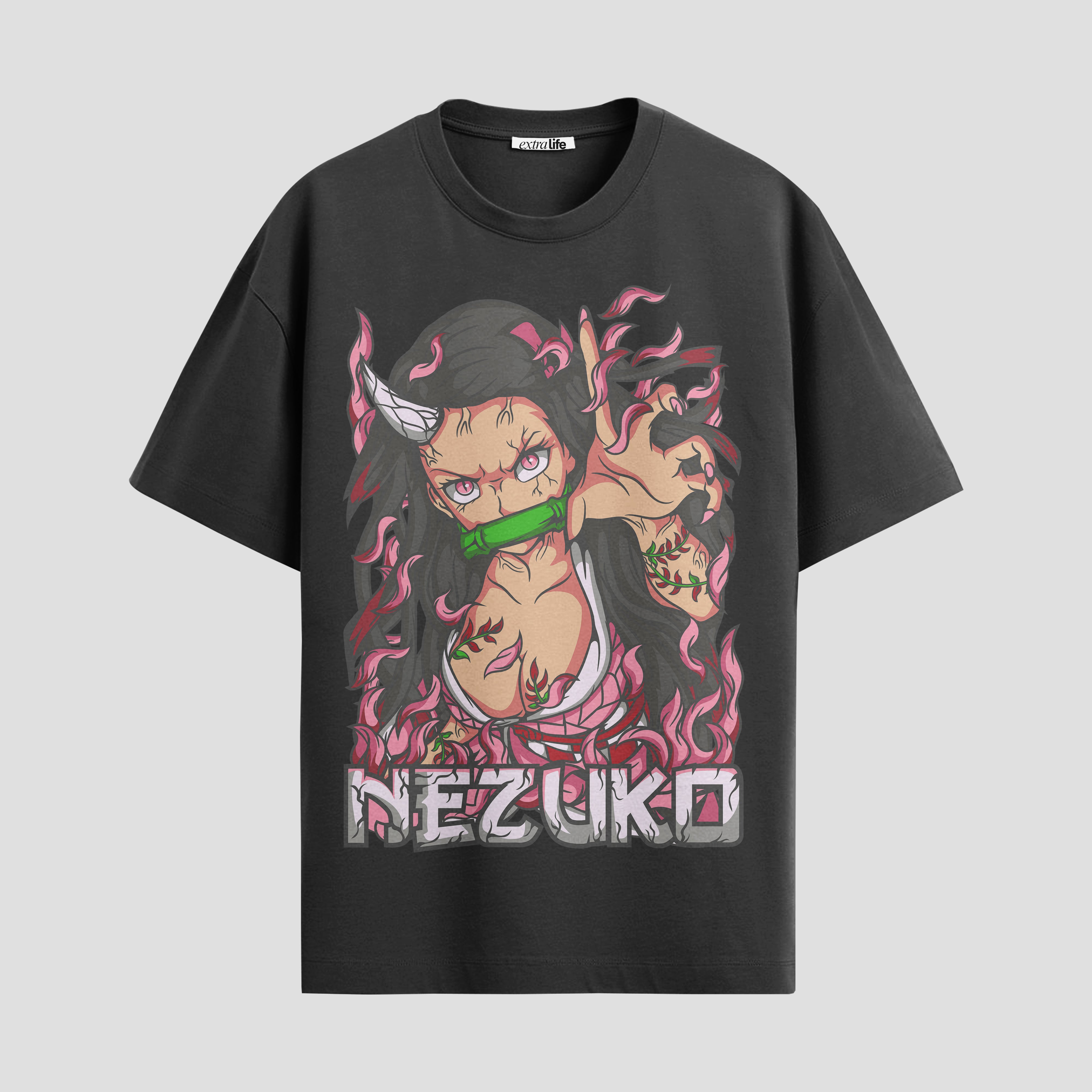 Playera urbana de anime y gaming ExtraLife MX, corte Standard Fit unisex ligero y transpirable en color Deep Black y Pure White, ropa de uso diario para gym y casual.