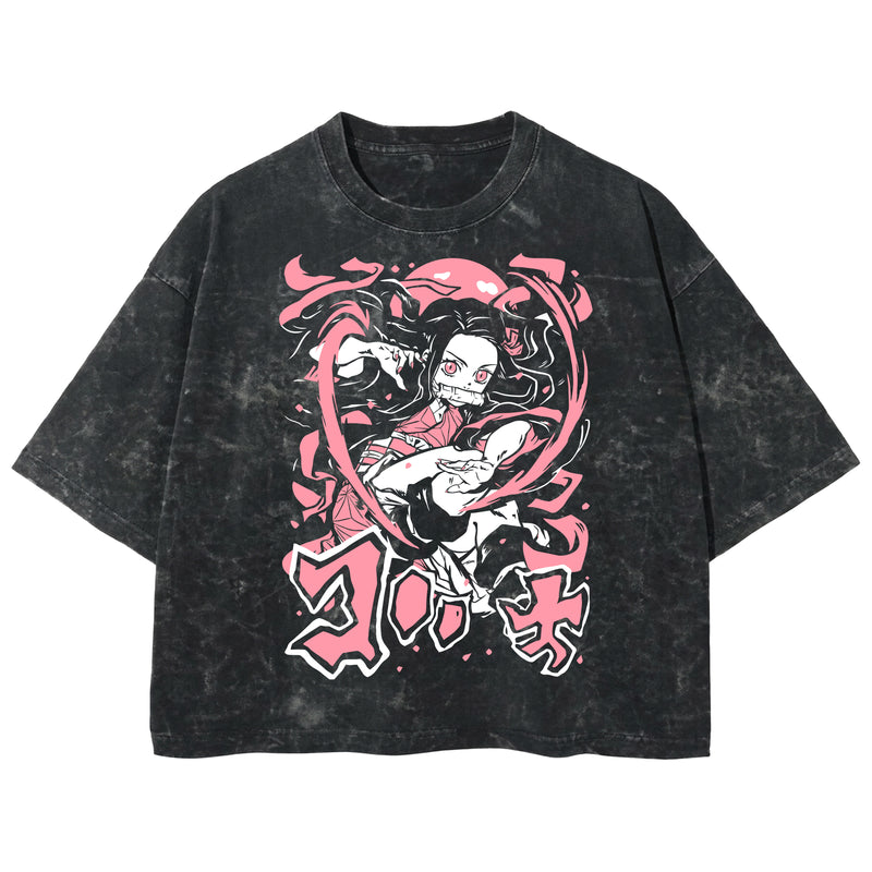 Playera streetwear premium de anime y gaming ExtraLife MX, corte boxy deluxe mineral wash heavyweight en color Acid Wash, moda urbana mexicana de culto.