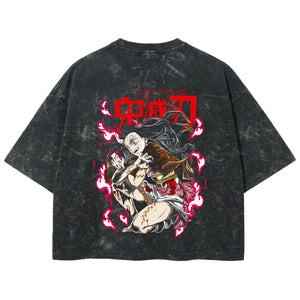 Playera streetwear premium de anime y gaming ExtraLife MX, corte boxy deluxe mineral wash heavyweight en color Acid Wash, moda urbana mexicana de culto.