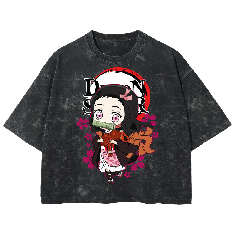 Playera streetwear premium de anime y gaming ExtraLife MX, corte boxy deluxe mineral wash heavyweight en color Acid Wash, moda urbana mexicana de culto.