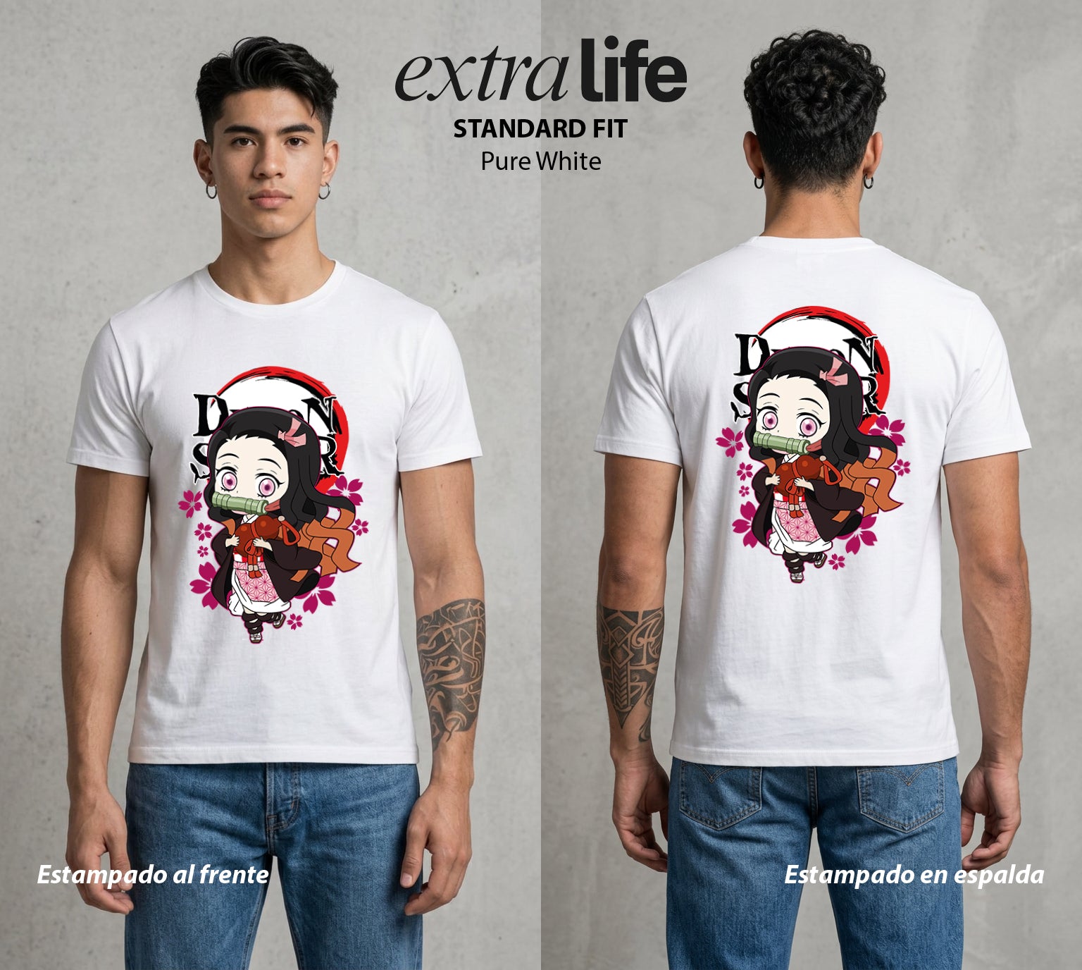 Cazadores de la Noche | La Flor del Bambu #01150 - Playera Standard Fit | Pure White - Foto en modelo