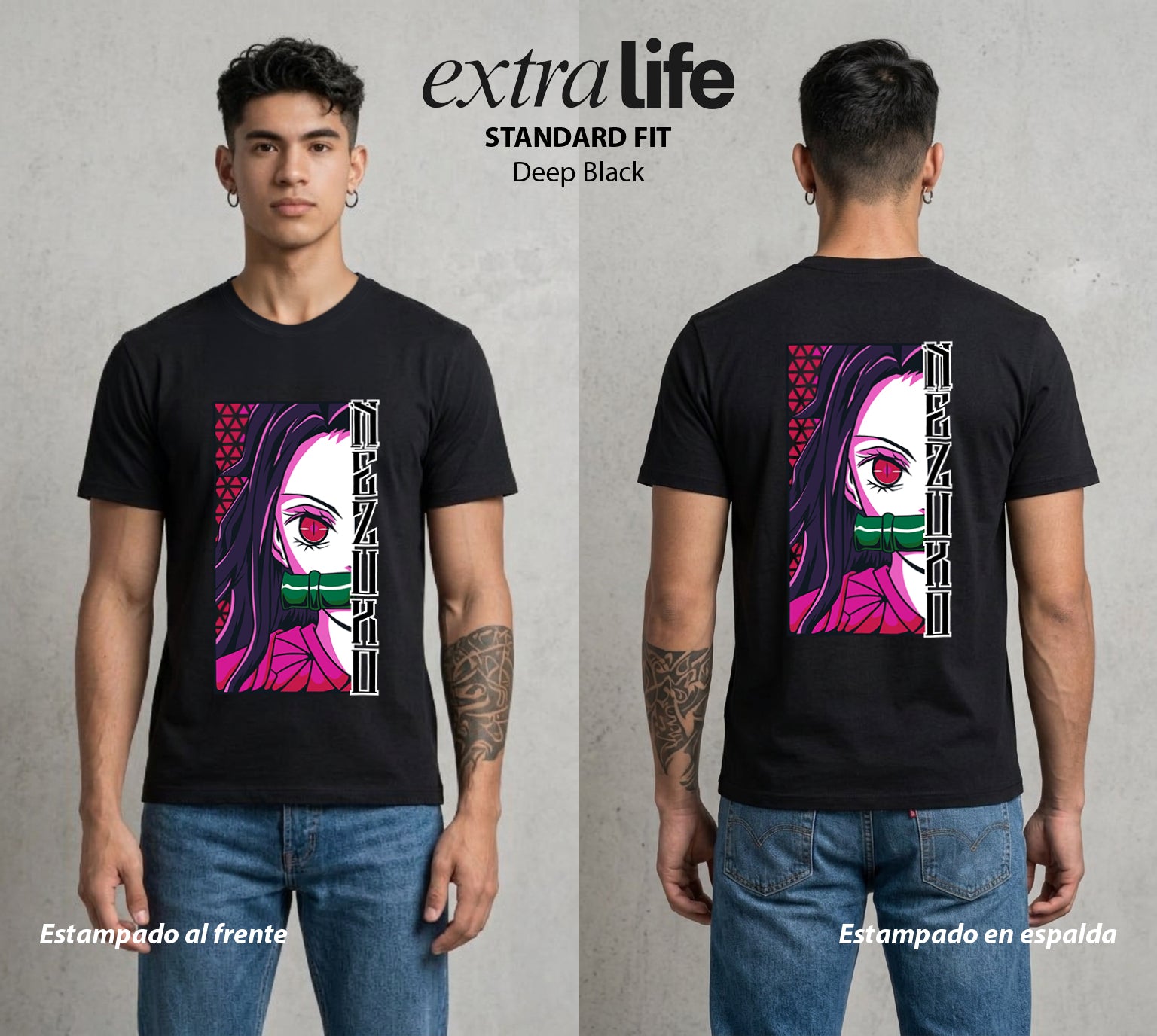 Cazadores de la Noche | Demonia y Amor #01152 - Playera Standard Fit | Deep Black - Foto en modelo
